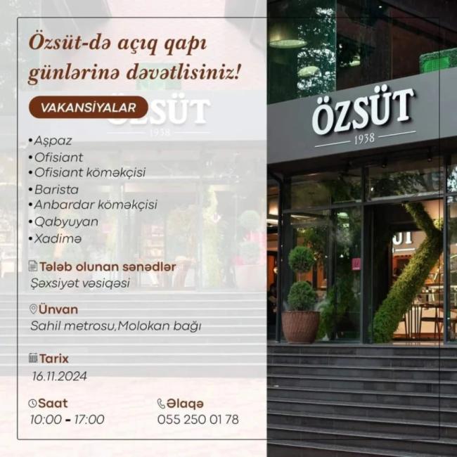 Özsüt'də açıq qapı günlərinə dəvətlisiniz!