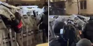 Gürcüstanda etirazlar: Polisə hücum anları lentə alındı Xəbər şəkili