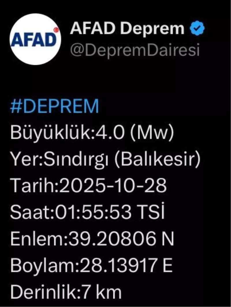 Balıkesirin Sındırgı Rayonunda 4.0 Bal Gücündə Zəlzələ Baş Verdi Xəbər şəkili