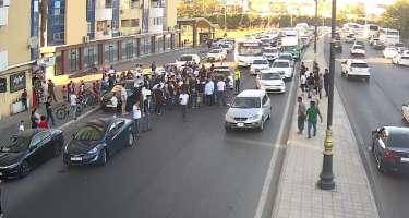 Bu yolda qəza baş verdi, sıxlıq yarandı