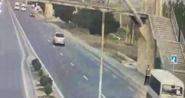 Təkər partladı, piyada xəsarət aldı -VİDEO