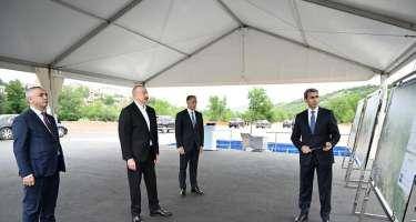 İlham Əliyev Xankəndi Dəmir Yolu və Avtovağzal Kompleksinin təməlini qoydu