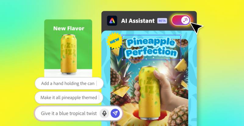 Adobe Express Yeni Süni İntellekt Köməkçisi ilə Dizaynları Sadə Təsvirlərlə Dəyişir