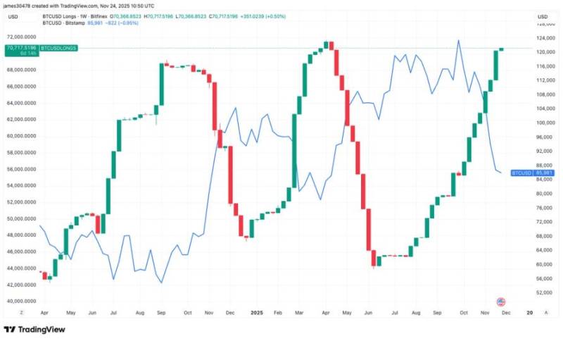 Bitfinexdə Bitcoin "Uzun" Mövqeləri Üç Ayda 40% Artıb: Trederlər Düşüşə Rağmən İnam Göstərir