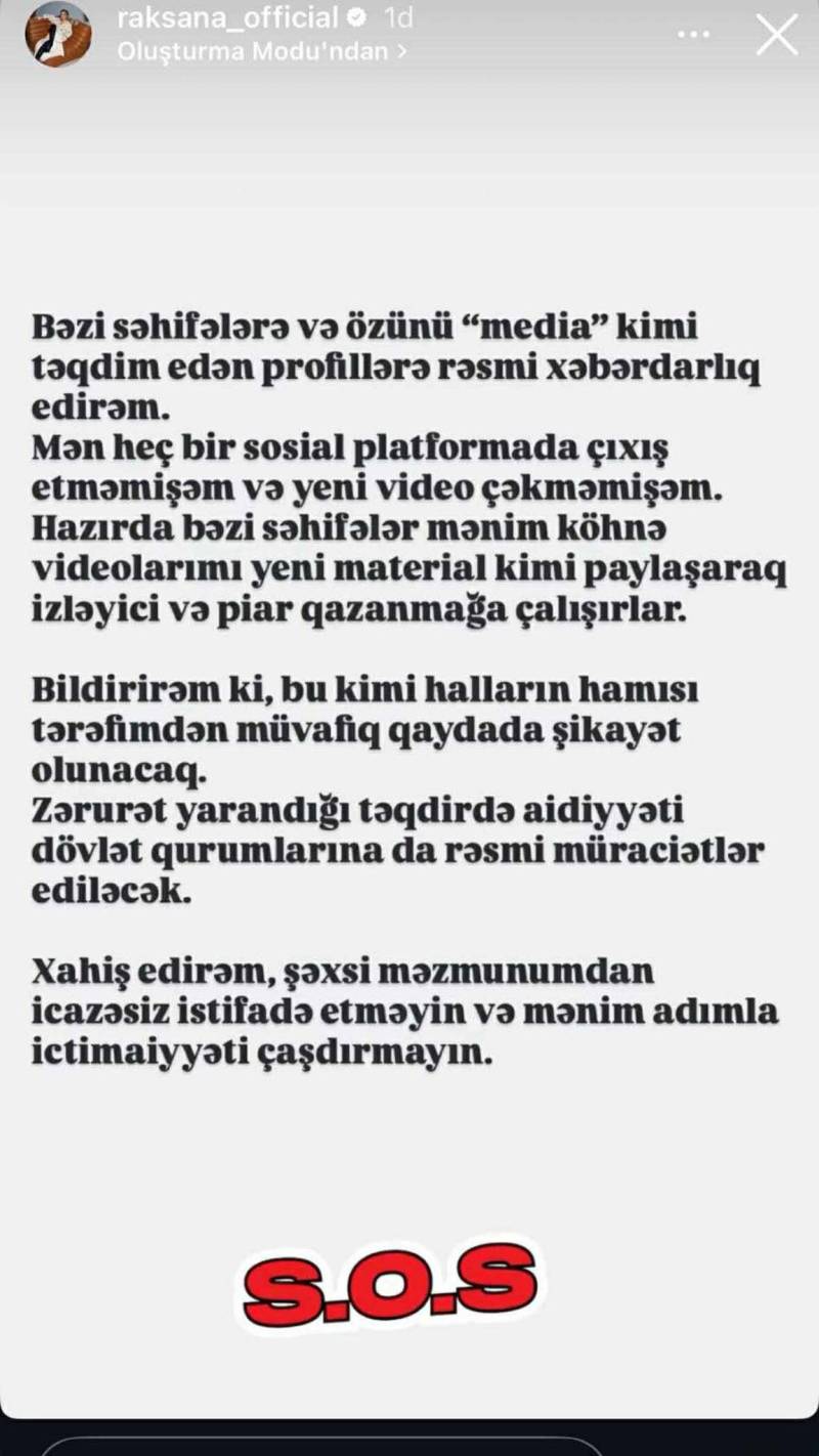 Rəqsanənin həbsdən sonra ilk açıqlaması -FOTO