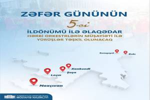 Bakı, Sumqayıt, Naxçıvan, Xankəndi, Şuşa və Laçında Zəfər günü ilə bağlı hərbi yürüşlər keçiriləcək