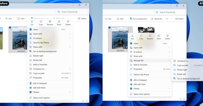 Windows 11: Microsoft File Explorer-u Sürətləndirir və Konteks Menusunu Sadələşdirir