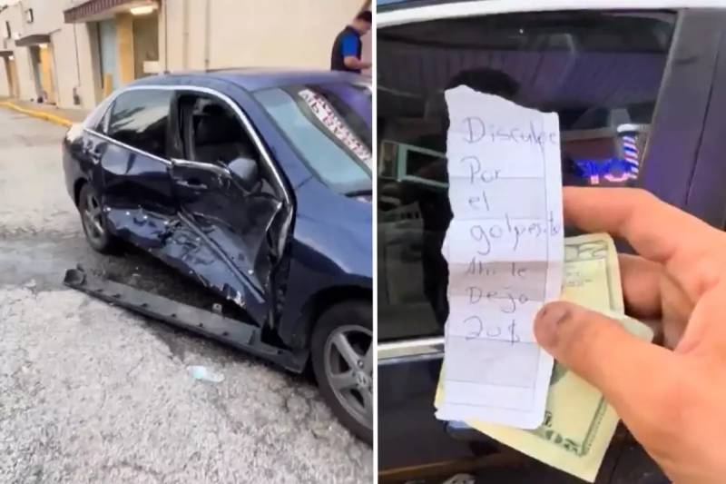 Maşını Məhv Edən Zərbə, 20 Dollarlıq "Təzminat" Qoyan Sürücünün Görüntüləri Viral Oldu