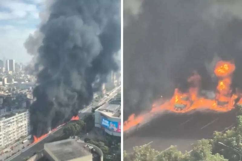 Çində 2400 Litr Maye Parafin Daşıyan Yük Maşını Alışdı: Alovlar Səmanı Bürüyüb Xəbər şəkili