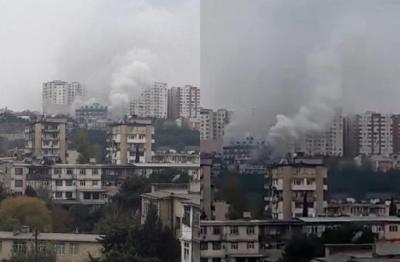 Bakıda g&uuml;cl&uuml; yanğın başladı -  Xəbər şəkili